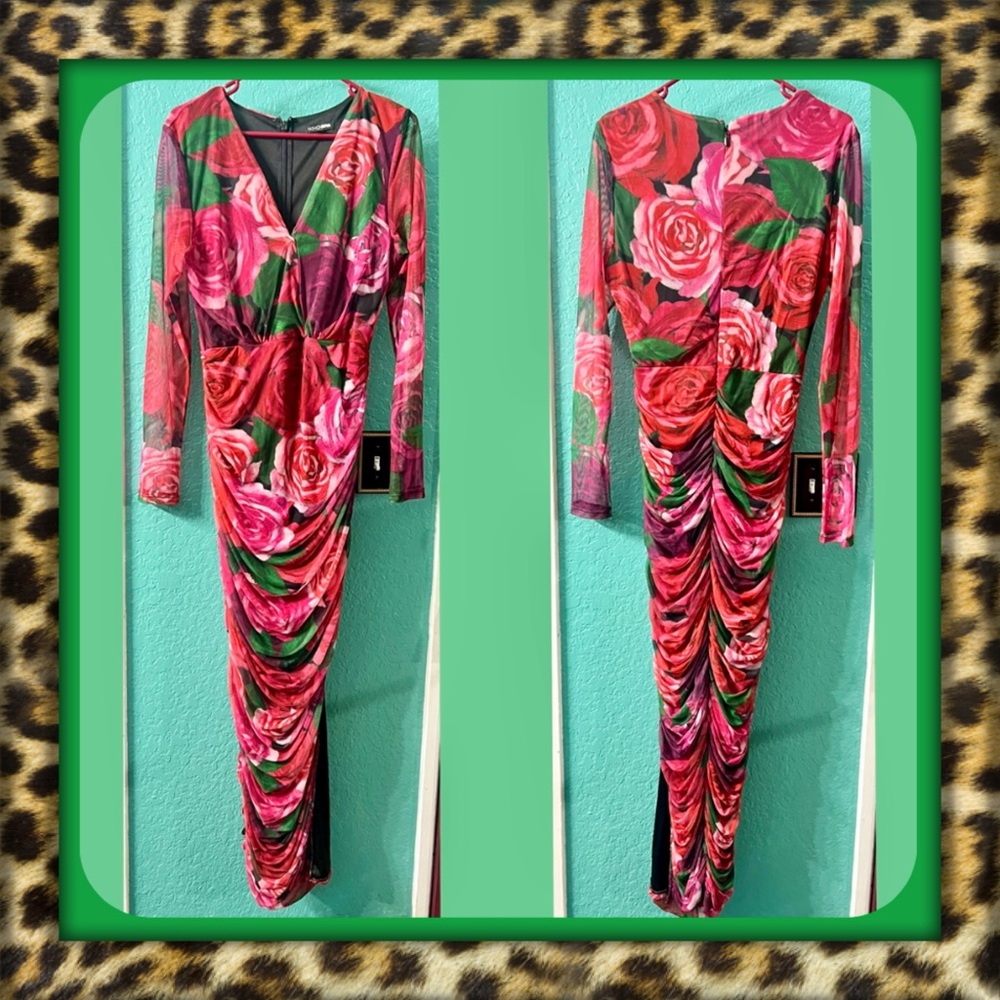 👑✅PRICE FIRM✅ Beautiful Floral Long Ruched Long Sleeve Dress